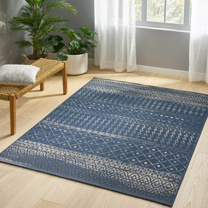 English Elm Christopher Knight Home® - 5'3"x7' Rug Navy & Ivory Polypropylene Area Rug 4mm Low Pile Handcrafted Durable Stain-Resistant Floor Mat 72350.00