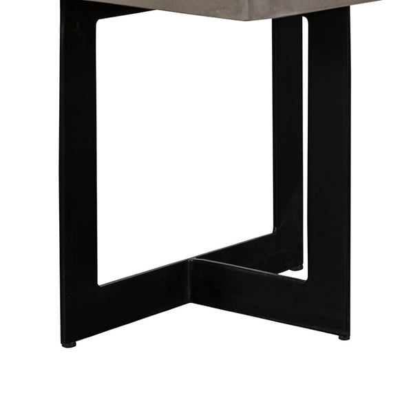 VIG Furniture Sharon Grey Concrete Top End Table With Black T-Shaped Metal Base, Rust‑Resistant Outdoor-Ready Accent VGLBOWEN-LT45-01