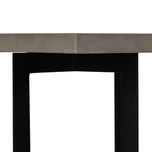VIG Furniture Sharon Grey Concrete Top End Table With Black T-Shaped Metal Base, Rust‑Resistant Outdoor-Ready Accent VGLBOWEN-LT45-01