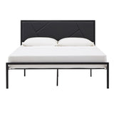 Homelegance By Top-Line Noelle Metal Platform Bed with Geometric Headboard Black Metal