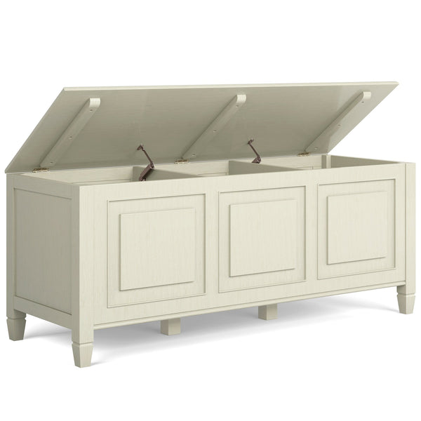 English Elm Connaught Antique White Storage Bench Trunk - Classic British Colonial Design With Ample Storage Space B136P158535