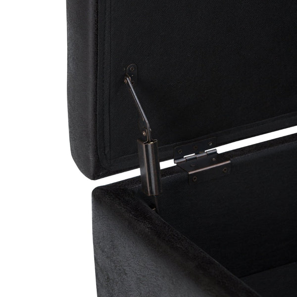 English Elm Owen - Stylish Mid-Century Storage Ottoman In Distressed Black Faux Leather - Versatile & Durable B136P159187-GIGA