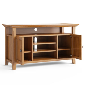 English Elm Amherst 54-Inch Solid Wood Tv Media Stand - Light Golden Brown, Charming Design & Ample Storage B136P158342