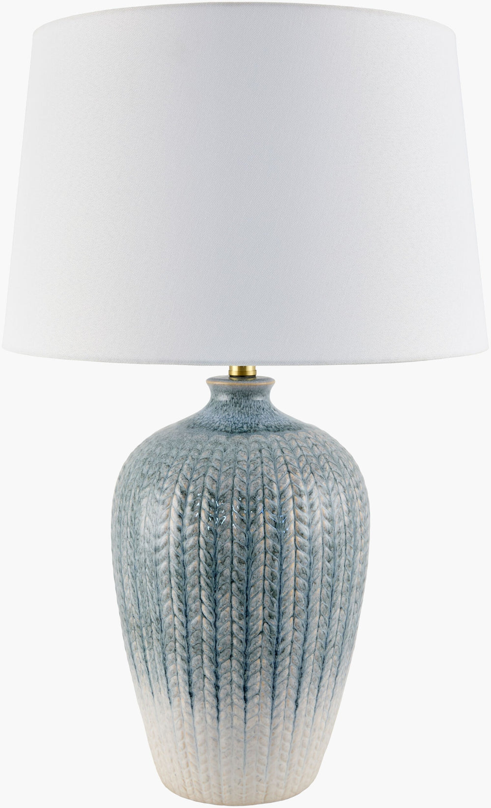 Surya Owaka Accent Table Lamp - 28" Tall Ceramic & Iron Design With Dual-textured Shade For Any Room Body, Blue,Shade, White,Finial, Metallic ,Gold,Harp, Metallic ,Gold,Cord, Translucent Ceramic,Iron,Linen,Polyester,Iron Owk-001