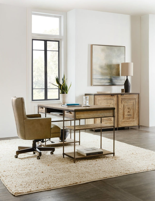 Hooker Furniture St. Armand Door Chest Solid Acacia Media Console With Antique Bronze Trim, Soft-Close Doors, 54" Wide 5601-85001-LTWD