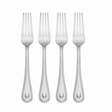 French Perle Elegant Stainless Steel Dinner Forks, Set of 4, Dishwasher Safe