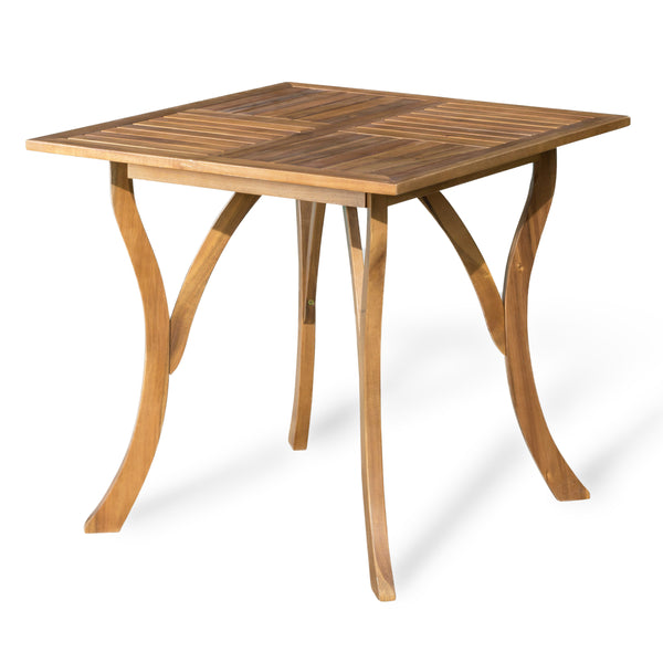 English Elm Outdoor Acacia Wood Square Bistro Table with Slatted Top and Cabriole Legs 57234.00