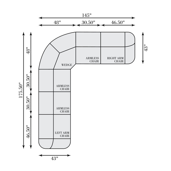 Bernhardt Bernhardt Stadium‑Scale 6‑Piece Power Motion Sectional — Plush Deep Upholstery, Hidden Controls, Modern Sculptural Design K2246