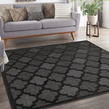 Nourison Easy Care NES01 Machine Made Flat Weave Solid Border Indoor/Outdoor Modern Outdoor Rug Charcoal Black, Charcoal Black 84% Polypropylene,16% Polyester 99446934918