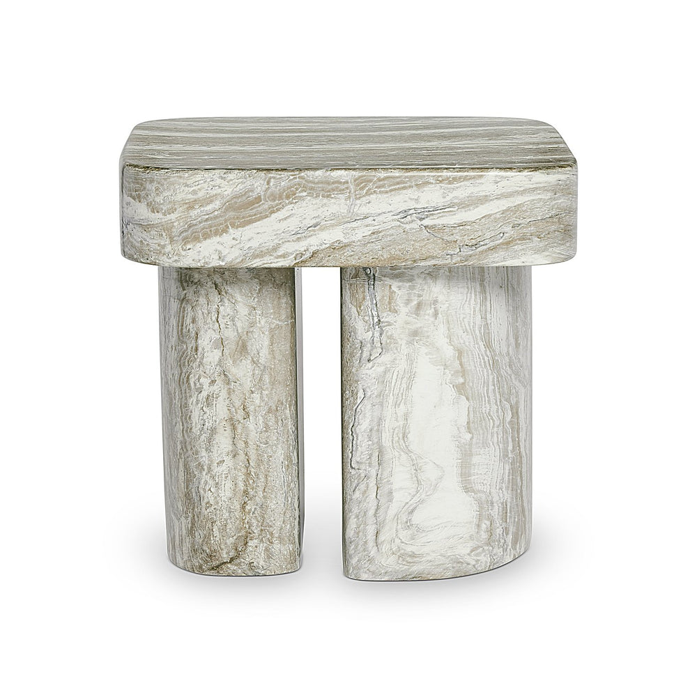 Bernhardt Bernhardt Arcadia Side Table With Faux Stone Kalta Top, Sculptural Totemic Legs, Rustic-Modern Charm 334123