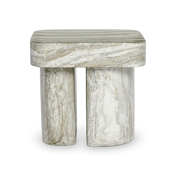 Bernhardt Bernhardt Arcadia Side Table With Faux Stone Kalta Top, Sculptural Totemic Legs, Rustic-Modern Charm 334123