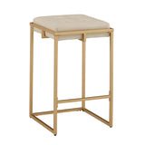 Homelegance By Top-Line Piper Gold Finish Metal Velvet Button Tufted 24" Counter Height Stools (Set of 2) Beige Engineered Wood