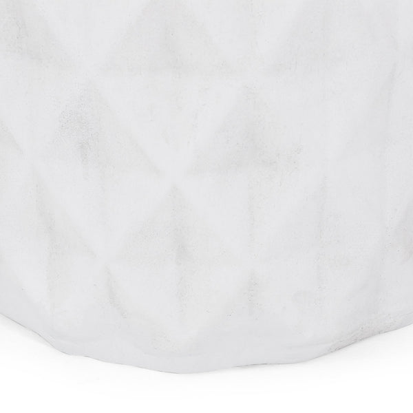 English Elm Outdoor Sculptural Concrete Side Table with Diamond Relief Pattern for Patio or Balcony 73431.00