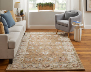 Feizy Rugs Prescott Hand-tufted Floral Rug In Earth Tones - Traditional Persian Design For Elegant Spaces Tan,Ivory Viscose,Wool Pct8939fivybgee10