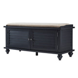 Homelegance By Top-Line Margot Velvet Cushion Storage Bench Black Wood