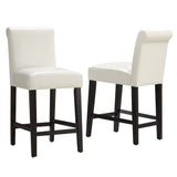 Homelegance By Top-Line Leander Faux Leather Counter Height Stools (Set of 2) White Rubberwood