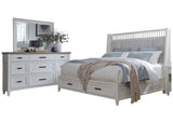 Parker House Americana Modern Bedroom King Shelter Bed With Dresser And Mirror White Poplar Solid,Birch Veneers Bame-3pc-1266-dm