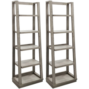 Parker House Pure Modern Pair Of Angled Etagere Bookcase Piers Moonstone Oak Solids / Oak Veneers PUR#250AP