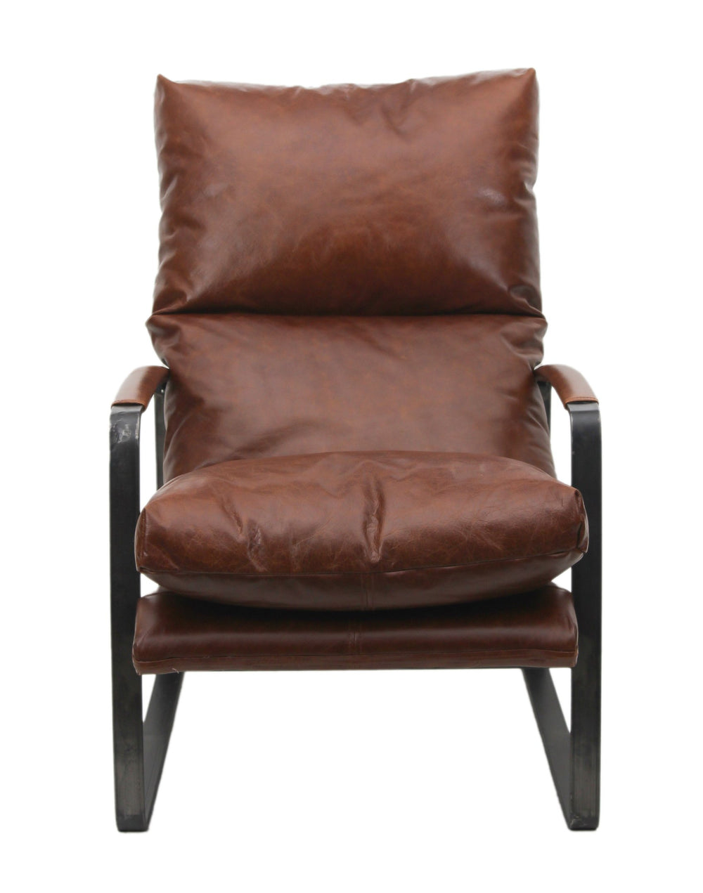 Porter Designs Porter Eugene Top Grain Leather Accent Chair - Mid-century Modern Comfort In Rich Cognac Hue Brown Leather 02-108-06-0540