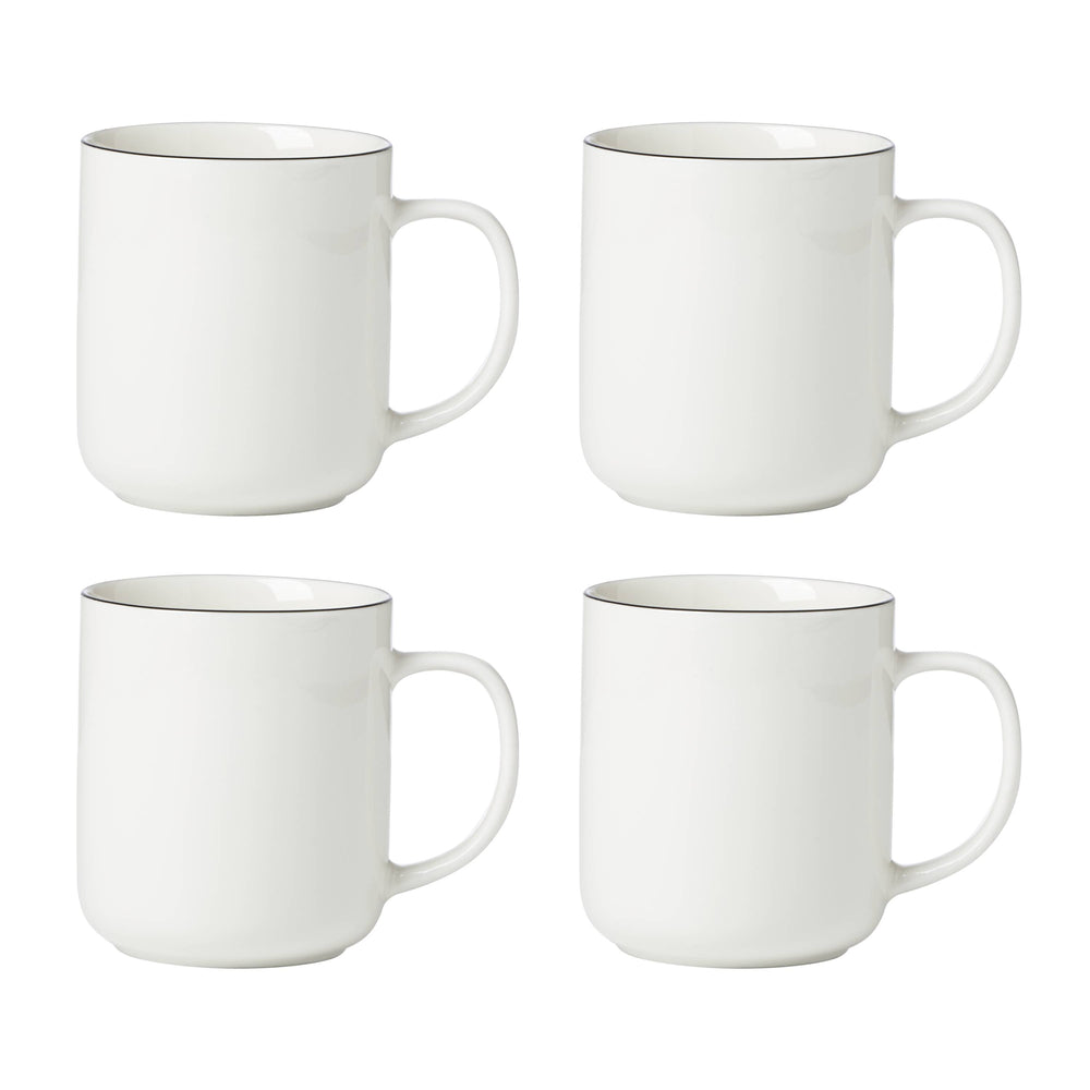 Lenox Oneida 24 Seven Black Rim Mugs, Set of 4 Green, WHITE PORCELAIN 896603