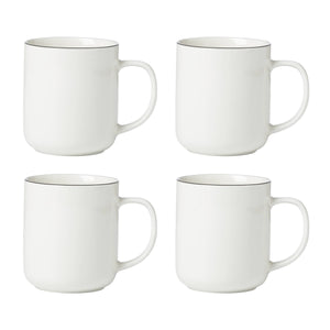 Lenox Oneida 24 Seven Black Rim Mugs, Set of 4 Green, WHITE PORCELAIN 896603