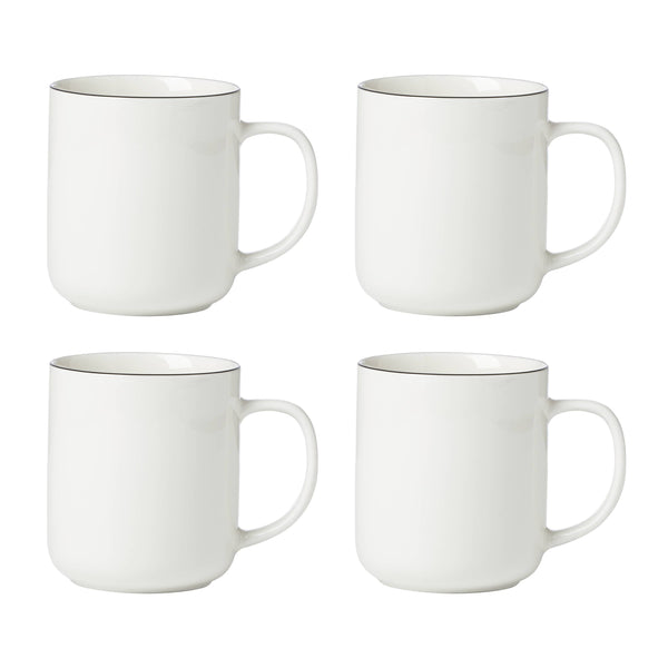 Lenox Oneida 24 Seven Black Rim Mugs, Set of 4 Green, WHITE PORCELAIN 896603