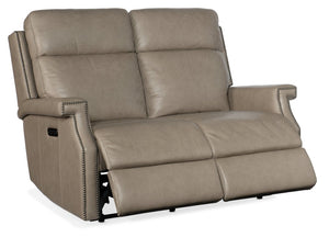 Hooker Furniture Vaughn Zero Gravity Loveseat In Shattered Stone Leather With Power Headrests, Usb Charging Port Grey SS106-PHZ2-091