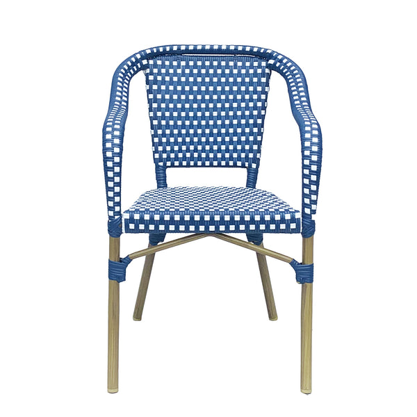 English Elm Bistro Chair Set of 2 French Country Woven Aluminum Outdoor Patio Seating Pair 72906.00NVY
