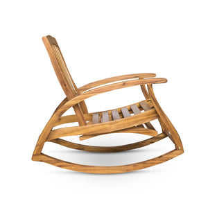 English Elm Christopher Knight Home® - Outdoor Acacia Wood Rocking Chair with Retractable Footrest, Durable Weather-Resistant Porch Patio Seating Comfortably Teak 63337.00