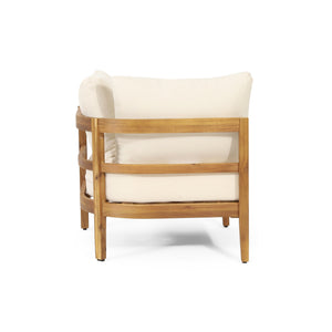 English Elm Crowne Outdoor Corner Chat Set Acacia Wood Woven Rattan Patio Conversation Furniture 74131.00