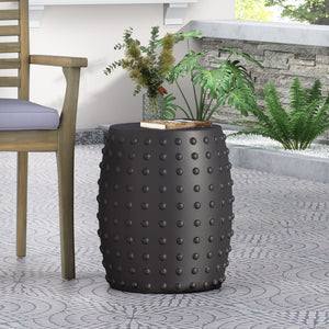English Elm Outdoor Sculptural Concrete Barrel Side Table for Patio Balcony and Sunroom Decor 73447.00