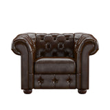 Homelegance By Top-Line Pietro Tufted Scroll Arm Chesterfield Chair Brown Bonded leather