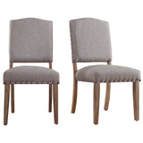 Homelegance By Top-Line Nicklaus Nailhead Linen Upholstered Dining Chairs (Set of 2) Light Natural Rubberwood