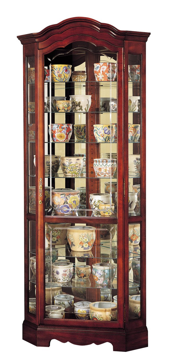 Hekman Furniture 680249 Jamestown Curio Cabinet - Elegant Hardwood Display With Adjustable Glass Shelves & Lighting Windsor Cherry Jamestown Corner Curio Cabinet 680249