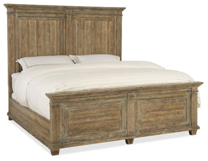 Hooker Furniture Boheme Laurier King Panel Bed With Hand-Distressed Oak Veneer, Antique Milk Paint, Rustic Elegance 5750-90266-MWD