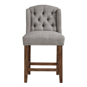 Homelegance By Top-Line Morrigan Tufted Linen Wingback Stools (Set of 2) Brown Rubberwood