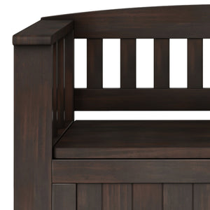 English Elm Acadian Handcrafted Entryway Storage Bench with Lift-Top Seating, Solid Wood, Transitional Design Dark Brown B136P158298