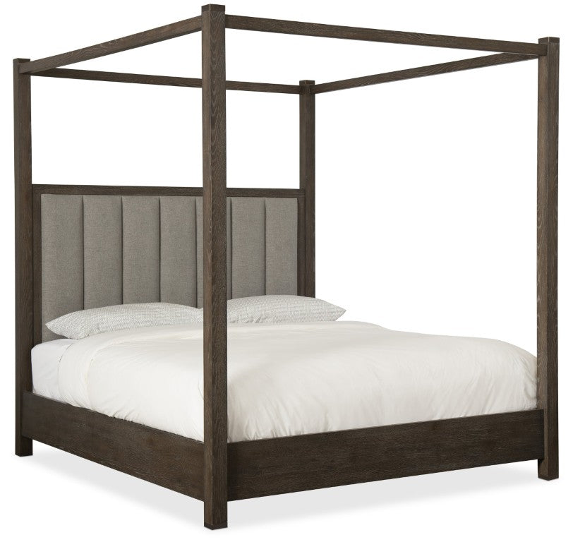 Hooker Furniture Miramar King Poster Bed With Tall Canopy, Cleary Cement Channel Headboard & Rustic Arabica Finish 6202-90666-TALL