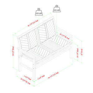 48" Solid Acacia Chevron Outdoor Loveseat Dark Brown OW48VINLSDB Walker Edison