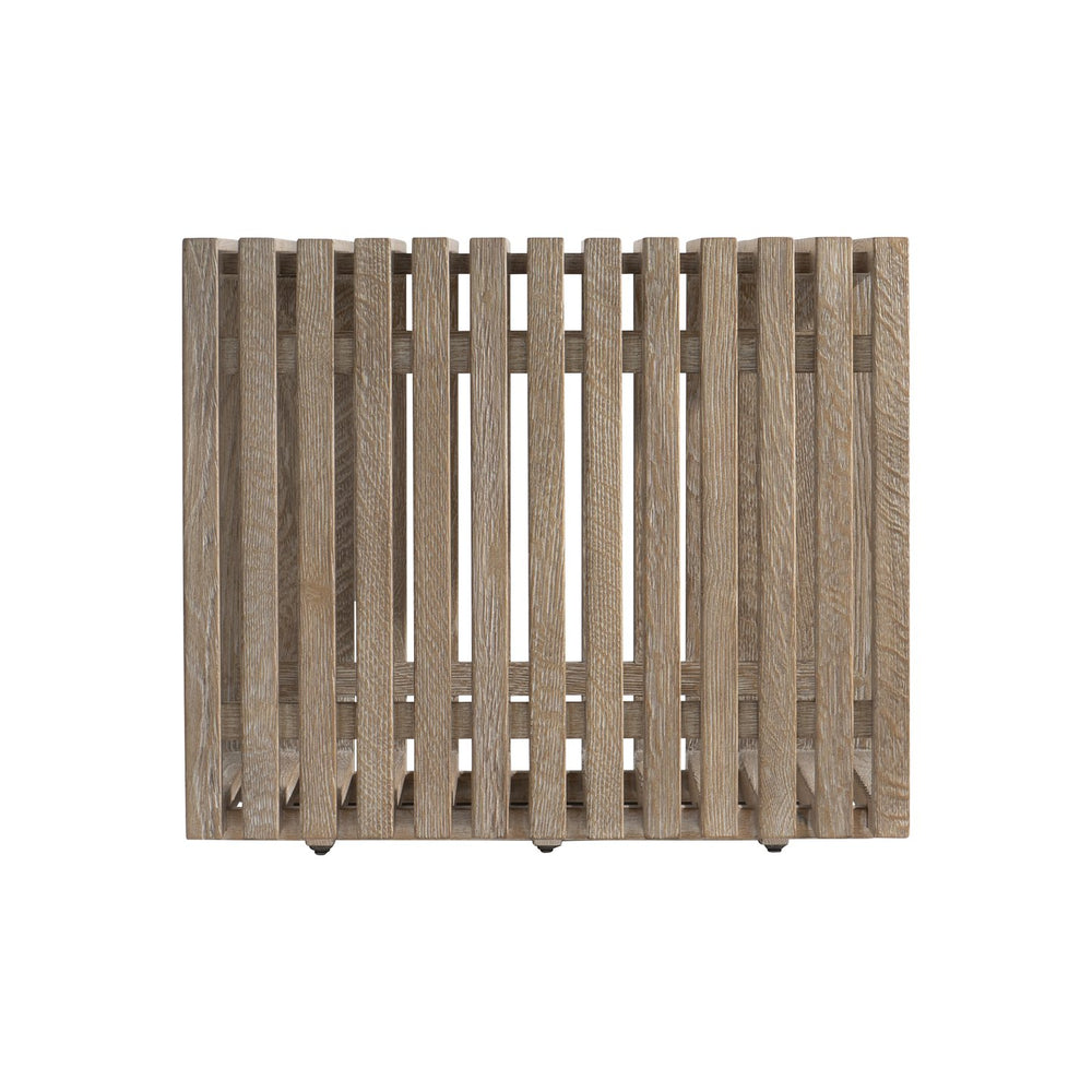 Bernhardt Bernhardt Brumley Side Table Cube Accent With Slatted Marcona Wood, Anthracite Metal Base, Versatile 473121