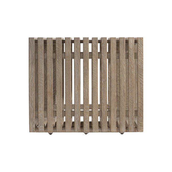 Bernhardt Bernhardt Brumley Side Table Cube Accent With Slatted Marcona Wood, Anthracite Metal Base, Versatile 473121