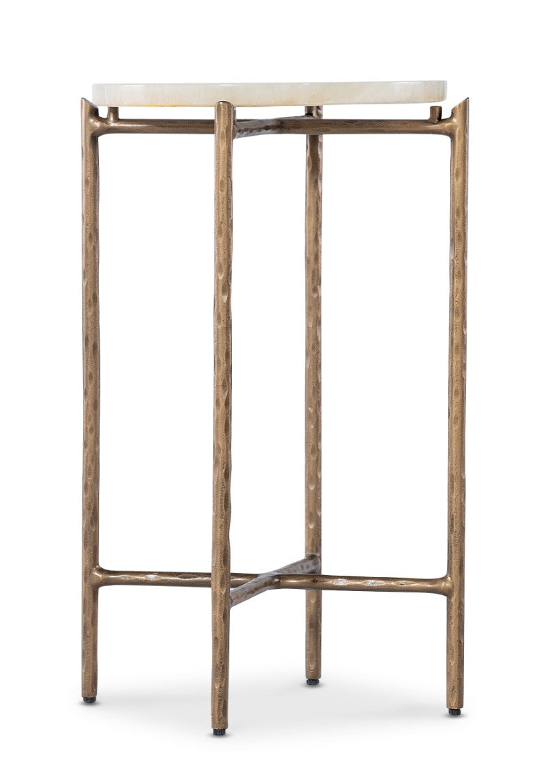 Hooker Furniture Melange Je Suis Petit Spot Table With Onyx Top & Textured Gold Frame — Compact Luxe Accent Piece 628-50746-00