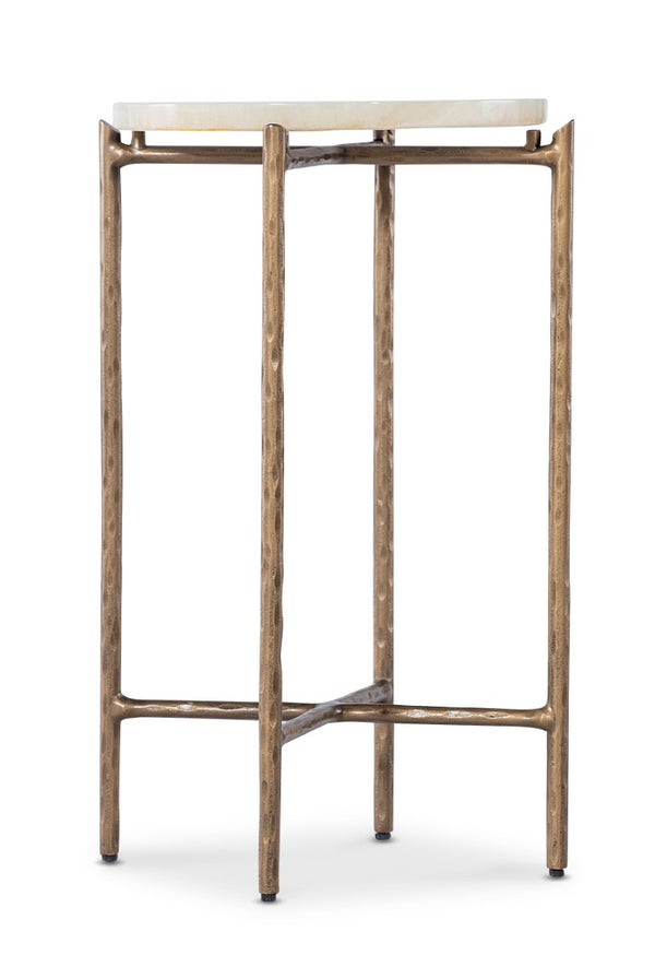 Hooker Furniture Melange Je Suis Petit Spot Table With Onyx Top & Textured Gold Frame — Compact Luxe Accent Piece 628-50746-00