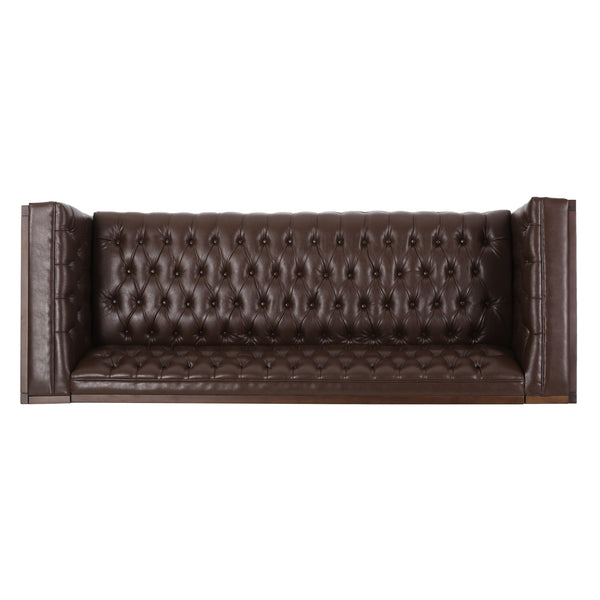 English Elm Christopher Knight Home® - 3 Seater Sofa - Contemporary Mid-Century Design With Button-Tufted Comfort, Dark Brown Pu Upholstery 72144.00ADBRN_72144.00BDBRN