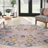 Nourison Passion PSN01 Machine Made Power-loomed Borderless Design Indoor Only Bohemian Transitional Rug Silver, Pink and Grey 100% Polypropylene 99446013941