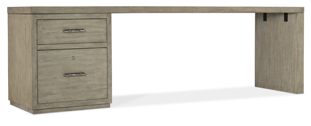 Hooker Furniture Linville 96" Desk In Smoked Mink Oak Veneer With Locking File Drawer And Expansive Workspace Medium Wood 6150-10946-85