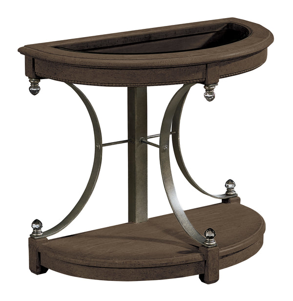 A.R.T. Furniture Vintage Drew End Table - Elegant Walnut Finish With Beveled Glass Top & Stylish Metal Accents Brown, Gray Material, Parawood Solids 231303-2812