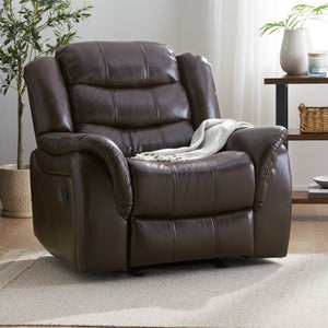 English Elm Christopher Knight Home® - Classic Glider Recliner with Luxurious PU Upholstery, Spacious Seat, Durable Frame, Ultimate Comfort Dark Brown 57412.00