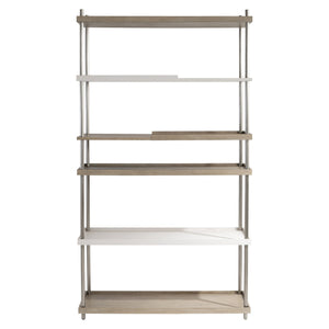 Bernhardt Bernhardt Anax Etagere Sculptural Oak & Faux Stone Shelving With Graphite Cast-Aluminum Posts, 80" Tall 313812