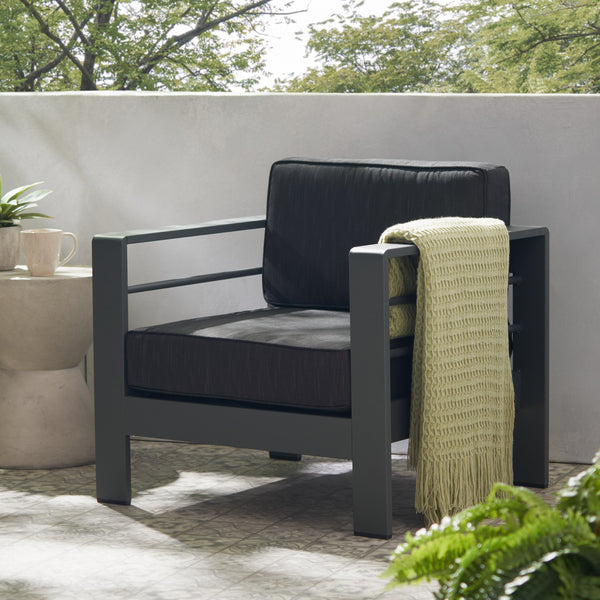 English Elm Cape Coral Aluminum Slat Club Chair Resort Style Patio Seat with Thick Cushions 56347.00GRY
